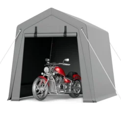 Portable Carport, Storage Shed With Heavy Duty Waterproof Tarp & 2 Roll-Up Zipper Doors, Ideal Tent For Motorcycles, Bikes, Garden Tools -Furniture GUEST 009a7466 b0e6 41cd a7d4 23f12ff1ac31