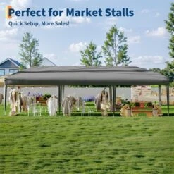 10x30 Pop Up Canopy With 8 Sidewalls - Heavy Duty Outdoor Canopy Tent With Portable Roller Bag