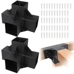 Pergola Brackets, 6''x6'' Pergola Kits - 4-Way Heavy Duty Corner Brackets For Wood Beams, Easy Assembly For Gazebos Patio Log Cabins -Furniture GUEST 01ed8cdd 2496 45c8 84ff 747f0de735a9