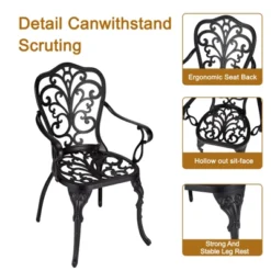 TROPOW 3 Piece Bistro Set, Outdoor Bistro Table And Chairs Set Of 2, Rust-Resistant Cast Aluminum All Weather Patio Outdoor Bistro Set With Umbrella -Furniture GUEST 01eedb2e 2b5a 4c7d 8f4d 60e9d4aa5497