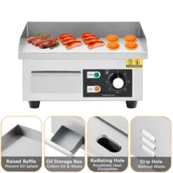 14" Commercial Electric Griddle, Stainless Steel Countertop Griddle, Electric Flat Top Grill With Shovel Brush,Temperature Control 50¡ãC - 300¡ãC -Furniture GUEST 02925d9c 247c 4450 8f2a d114564f7c74
