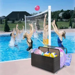 Poolside Float Storage Organizer, Outdoor Rattan Caddy With Wheels & Basket Organizer -Furniture GUEST 0293a5ad 78ec 4607 a7dd b27f29b51642