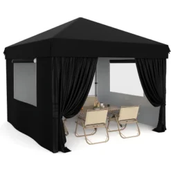 10x10 Pop Up Canopy With Removable 4 Sidewalls - Easy Up Camping Tent With One Button Push Setup For Deck, Garden, Sports, Beach, Party -Furniture GUEST 02b94e17 48da 4065 95e9 599d0ab1ab18