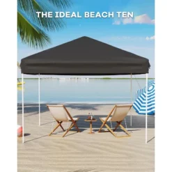 10x10 Pop Up Canopy With 3 Sidewalls - Easy Up Camping Tent With One Button Push Setup For Deck, Garden, Sports, Beach, Party -Furniture GUEST 02e66a55 79a8 4ca7 b159 a4fd64e9c51e