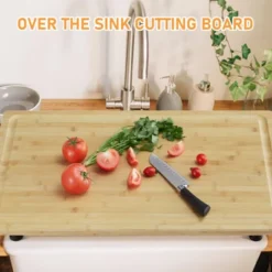 Bamboo Cutting Board Stovetop Cover, Extra Large Noodle Board With 4 Removable Feet, Juice Groove, Wooden Stove Top Covers -Furniture GUEST 030067a2 d865 482f 9d24 1492c93a994f