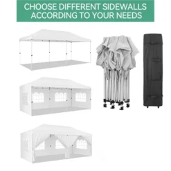 Upgraded 10x20 Pop Up Canopy Tent With 6 Removable Sidewalls, Commercial Heavy Duty Pop Up Canopy Tents 6 Sand Bags, 18 Stakes, White -Furniture GUEST 03183913 14c3 416e b1b0 885ee29bd1da