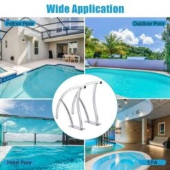 Pool Rails , Pool Handrails For Inground Pool 304 Stainless Steel Big Load Capacity Rustproof With Blue Grip Cover & Accessories -Furniture GUEST 03d66978 8cc8 439d ae1e 4dadbcc52eac