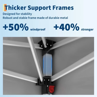 Pop Up Canopy Tent Outdoor Canopy With No Removable Sidewall One-Person Set Up Heavy Duty Commercial Instant Tent Shelter 8 Pop Up Canopy Tent Outdoor Canopy With No Removable Sidewall One-Person Set Up Heavy Duty Commercial Instant Tent Shelter - Image 6