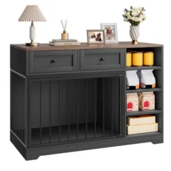 Dog Crate Furniture 47”, Large Dog Crate TV Stand With 2 Drawers And 4 Shelves, Wooden Dog Kennel Indoor, Decorative Dog Cage With Storage -Furniture GUEST 04765d8d fb43 401e b702 d5ad12e1cf05
