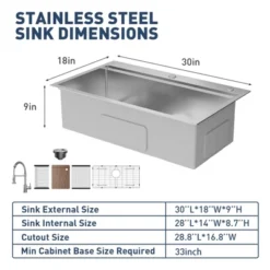 Drop In Kitchen Sink,Stainless Steel Kitchen Single Bowl Sinks, Modern Top Mount 16 Gauge Workstation Sink- With Pull-Down Faucet For Bar -Furniture GUEST 04b4e011 ecbf 4245 97ce 64cd6ec015d7