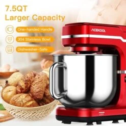 Stand Mixer, 7.5QT 660W Electric Food Mixer - 10-Speed Tilt-Head For Baking With Stainless Steel Bowl, RED -Furniture GUEST 050baf50 10ec 4ac9 bf53 467ff6ce6148