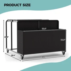 Outdoor Rattan Pool Caddy With Wheels, Outdoor Wicker Patio Poolside Float Storage, Pool Float Caddy For Floaties, Noodles, Life Vests, Toys,Black -Furniture GUEST 05bd2fd8 2226 420f afa3 e6a81f879681