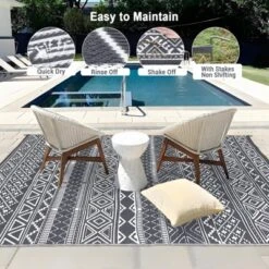 TROPOW Outdoor Rug For Patio Waterproof Mat Outdoor Plastic Straw Rug For Camping Reversible Plastic Camping Rugs Indoor Outdoor Carpet -Furniture GUEST 0678a627 1a57 4b52 8eda 86e44b61d48e