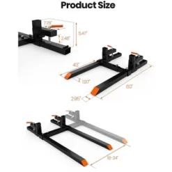 Pallet Forks Skid Steer - 60" 4000LB Heavy Duty Clamp-On Tractor Forks With Adjustable Stabilizer Bar For Buckets 12 Pallet Forks Skid Steer - 60" 4000LB Heavy Duty Clamp-On Tractor Forks With Adjustable Stabilizer Bar For Buckets -Furniture GUEST 067f86e5 077e 4175 a820 33f068408ca1