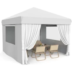 10x10 Pop Up Canopy With Removable 4 Sidewalls - Easy Up Camping Tent With One Button Push Setup For Deck, Garden, Sports, Beach, Party -Furniture GUEST 07195974 9423 4613 b438 a99db2806e5f