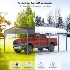 Carport, Metal Carport - Heavy Duty With Galvanized Steel Roof & Frame, All-Weather Protection, Easy Assembly For Cars, Trucks, Boats (Gray) -Furniture GUEST 078cf3ef 8d6e 4449 868e 457f3f38feb1