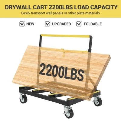 Heavy Duty Drywall Cart - 2200LB Capacity Folding Panel Dolly With Extendable Deck & Swivel Casters For Sheetrock, Plywood, Glass Transportation 11 Heavy Duty Drywall Cart - 2200LB Capacity Folding Panel Dolly With Extendable Deck & Swivel Casters For Sheetrock, Plywood, Glass Transportation - Image 9
