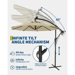 Cantilever Umbrella With Base Included, 10FT Shade For 2-6 People, Outdoor Offset Design With Rotation, Durable Fade-Resistant Canopy -Furniture GUEST 08c791eb b457 42e6 973a dd5caf67eedc