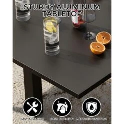 TROPOW Extentable Outdoor Dining Table Set For 4-6 Persons, 31.5-63 Inch Expandable Patio Table, Rectangular Aluminum Frame, Woodgrain Tabletop -Furniture GUEST 09616156 14b5 44eb 9eed a11524b216a2