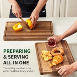 Large Acacia Wooden Cutting Board For Kitchen, Edge Grain Wood Chopping Board With Juice Groove And Handles, Pre-Oiled Carving Tray For Meat -Furniture GUEST 097bc67f 750b 4b98 8c29 6ada2c4cb7d8