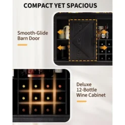 Coffee Bar Cabinet 55", Large Kitchen Hutch,Built-in Power Outlet, Tall Buffet Cabinet With Barn Sliding Door, Wine Glass Rack & Ample Storage 16 Coffee Bar Cabinet 55", Large Kitchen Hutch,Built-in Power Outlet, Tall Buffet Cabinet With Barn Sliding Door, Wine Glass Rack & Ample Storage -Furniture GUEST 09c4740d bac6 446a 8bfe 23187e801142