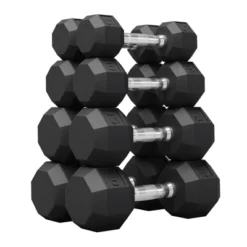 TROPOW Black PVC Hex Dumbbell Weight Set ¨C For Strength Training & Full-Body Workout -Furniture GUEST 0a02a74f 8875 4402 8801 f6267d0bc1ee