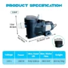 3.0 HP Swimming Pool Pump Above Ground/Inground, 220V, 9000 GPH High-Flow, 1100W High-Efficiency Swimming Pool Pump -Furniture GUEST 0a16ea08 dfe0 43f8 8d42 88721b6b6c10