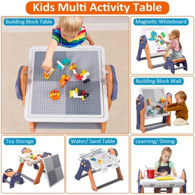 8-in-1 Kids Table And Chair Set, Foldable Kids Activity Table , Toddler Activity Table Building Block Table, Water Table Sand Table Sensory Table 3 8-in-1 Kids Table And Chair Set, Foldable Kids Activity Table , Toddler Activity Table Building Block Table, Water Table Sand Table Sensory Table