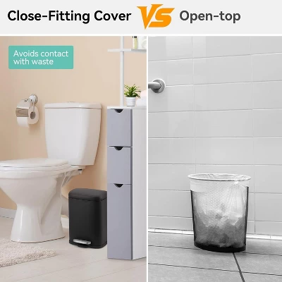 1.3 Gallon Waterproof Bathroom Trash Can With Soft Close Lid & Removable Inner Bucket, 5 Liter Stainless Steel Garbage Can, Compact Waste Constainer 8 1.3 Gallon Waterproof Bathroom Trash Can With Soft Close Lid & Removable Inner Bucket, 5 Liter Stainless Steel Garbage Can, Compact Waste Constainer - Image 6