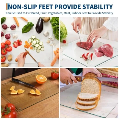 Cutting Board, 2 Pack Tempered Glass - Non-Slip Chopping Plate, Shatter & Heat Resistant For Kitchen Countertop 8 Cutting Board, 2 Pack Tempered Glass - Non-Slip Chopping Plate, Shatter & Heat Resistant For Kitchen Countertop - Image 6