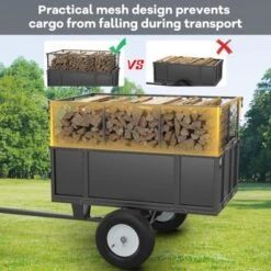 Heavy Duty 750 Lbs Capacity Mesh Steel Garden Cart 17 Cu Ft ATV Dump Trailer With Removable Sides, Pneumatic Tires, Yard Cart For Hauling Firewood 14 Heavy Duty 750 Lbs Capacity Mesh Steel Garden Cart 17 Cu Ft ATV Dump Trailer With Removable Sides, Pneumatic Tires, Yard Cart For Hauling Firewood -Furniture GUEST 0c62caae f0f6 465d bdbe f764224e9f0a