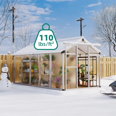 TROPOW 6x10 Greenhouses For Outdoors, Walk-in Greenhouse With Heavy Duty Aluminum Frame & PET Panels, Drainage System And Easy Assembly, Silver 5 TROPOW 6x10 Greenhouses For Outdoors, Walk-in Greenhouse With Heavy Duty Aluminum Frame & PET Panels, Drainage System And Easy Assembly, Silver - Image 3