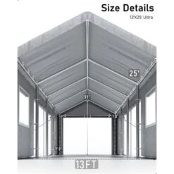 Industrial Carport Shelter - 13x25 Ft Heavy-Duty Steel Frame With PE Cover, 360¡ã Convertible For Vehicles & Events, Silver Gray -Furniture GUEST 0d887186 915d 4d8b a86d 153a274da8dd