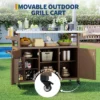 TROPOW Outdoor Grill Cart With Storage Cabinet, Farmhouse Solid Wood Kitchen Island On Wheels, Outdoor Grill Table With Stainless Steel Table Top -Furniture GUEST 0e5ed520 d168 492e af6e 0a93ee079ec8