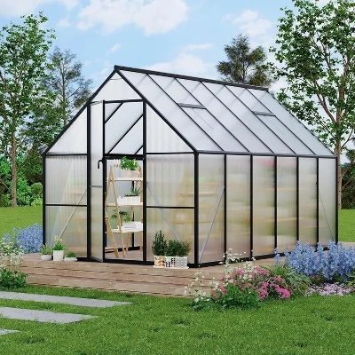 Greenhouse 6x11 Aluminum-Framed Heavy Duty Polycarbonate With Quick Setup Structure And Roof Vent Large Enhanced Outdoors Green House Kit 9 Greenhouse 6x11 Aluminum-Framed Heavy Duty Polycarbonate With Quick Setup Structure And Roof Vent Large Enhanced Outdoors Green House Kit - Image 7