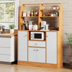 Kitchen Pantry Cabinet With Drawers, Large Wood Sideboard Buffet Cabinets With Doors, Adjustable Shelf & Storage Rack, Freestanding Cupboard -Furniture GUEST 0f07f79b c412 49f6 a413 93a64b2fc250