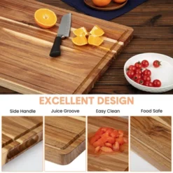 24x18 Inch Acacia Wood Cutting Board – Thick Butcher Block With Juice Groove & Handles, Perfect For Meat Prep, Cheese -Furniture GUEST 0f2c08ea de1b 4d3b 86a3 e814e1b803a0