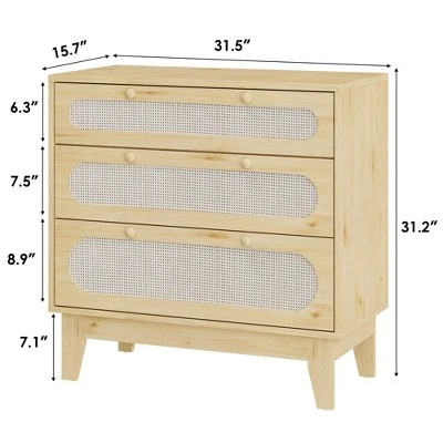 Rattan Nightstand With Drawers, Modern Large Bedside Table Night Stand For Bedroom 4 Rattan Nightstand With Drawers, Modern Large Bedside Table Night Stand For Bedroom - Image 2