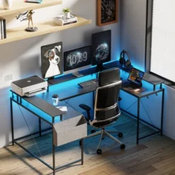 U Shaped Desk, 126 Inch Gaming Desk With Monitor Stand And LED Lights, Reversible Shaped Large Computer Desk With Power Outlets, Office Desk 22 U Shaped Desk, 126 Inch Gaming Desk With Monitor Stand And LED Lights, Reversible Shaped Large Computer Desk With Power Outlets, Office Desk -Furniture GUEST 118f0e77 dacf 4de9 8cef f33da61a6a4b