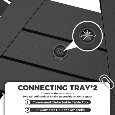 Outdoor Recycled Poly Adirondack Barstools With Connecting Tray, Tall Adirondack Chairs Bar Chairs For Deck, Patio Bar Stool Chair Set Of 2 8 Outdoor Recycled Poly Adirondack Barstools With Connecting Tray, Tall Adirondack Chairs Bar Chairs For Deck, Patio Bar Stool Chair Set Of 2 - Image 6