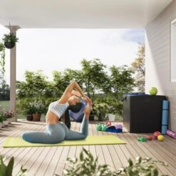 TROPOW120 Gallon Waterproof Large Resin Deck Box Indoor Outdoor Lockable Storage Container For Patio Furniture, Garden, Tools -Furniture GUEST 11bf98d1 d281 40f6 9410 4175c5e75954