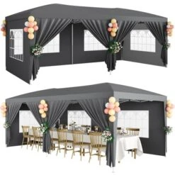 10x20 Heavy Duty Pop Up Canopy Tent With 6 Removable Sidewalls, Easy Up Commercial Canopy Tents With 3 Adjustable Heights, Stakes 18, Ropes 6 -Furniture GUEST 11df0c97 b33d 4e6d 802b 56853f8fff2d