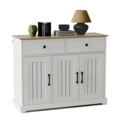 56" Large Sideboard Buffet Cabinet With Storage, Wooden Kitchen Storage Cabinet With Adjustable Shelf, Drawers & Barn Doors, Coffee Bar Buffet Table -Furniture GUEST 122ae7de 4f0f 4045 85c9 ec50d82887cf