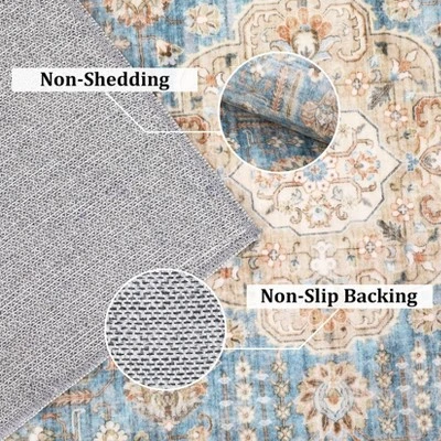 Non Slip Machine Washable Rugs 9x12 Area Rugs For Living Room Bedroom Soft Vintage Rugs Low Pile Large Carpet 5 Non Slip Machine Washable Rugs 9x12 Area Rugs For Living Room Bedroom Soft Vintage Rugs Low Pile Large Carpet - Image 3