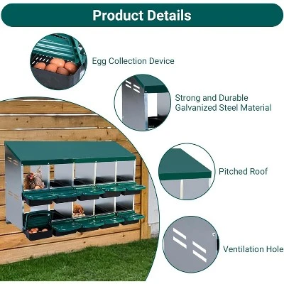 Hole Chicken Nesting Boxes With Lockable Lid - Metal Laying Box For Hens, Secure Egg Collection & Protection, Easy Access 4 Hole Chicken Nesting Boxes With Lockable Lid - Metal Laying Box For Hens, Secure Egg Collection & Protection, Easy Access - Image 2