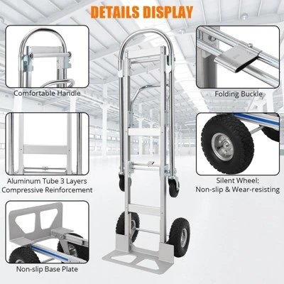 Hand Truck, 2 In 1 Convertible Heavy Duty Cart - 770 Lbs Capacity, 55.9"x19.7"x44.9" For Home Office Warehouse 6 Hand Truck, 2 In 1 Convertible Heavy Duty Cart - 770 Lbs Capacity, 55.9"x19.7"x44.9" For Home Office Warehouse - Image 4