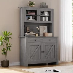 TROPOW Kitchen Pantry Cabinet With Microwave Stand, Freestanding Hutch Cabinet With Buffet Cupboard, Tall Kitchen Cabinets With Adjustable Shelves 21 TROPOW Kitchen Pantry Cabinet With Microwave Stand, Freestanding Hutch Cabinet With Buffet Cupboard, Tall Kitchen Cabinets With Adjustable Shelves -Furniture GUEST 13c442bb b2ce 4f8f 98f8 956bb5421282