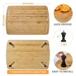 Bamboo Cutting Board Stovetop Cover, Extra Large Noodle Board With 4 Removable Feet, Juice Groove, Wooden Stove Top Covers -Furniture GUEST 13d0b7d4 0e54 4b2b bc37 180ea1c34a27