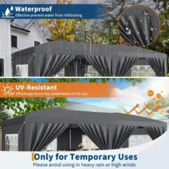 10x20 Heavy Duty Pop Up Canopy Tent With 6 Removable Sidewalls, Easy Up Commercial Canopy Tents With 3 Adjustable Heights, Stakes 18, Ropes 6 -Furniture GUEST 1429402b 7f59 45e6 b0d7 6a546c0f7ca5