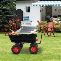 Garden Dump Cart,800lbs Heavy Duty Poly Yard Dump Garden Cart,with 10-Inch Tires,180¡ãRotating Handle,Steel Frame And Quick Release System For Garden -Furniture GUEST 148cf2c6 a5b1 446f be1d 69a53e95147a